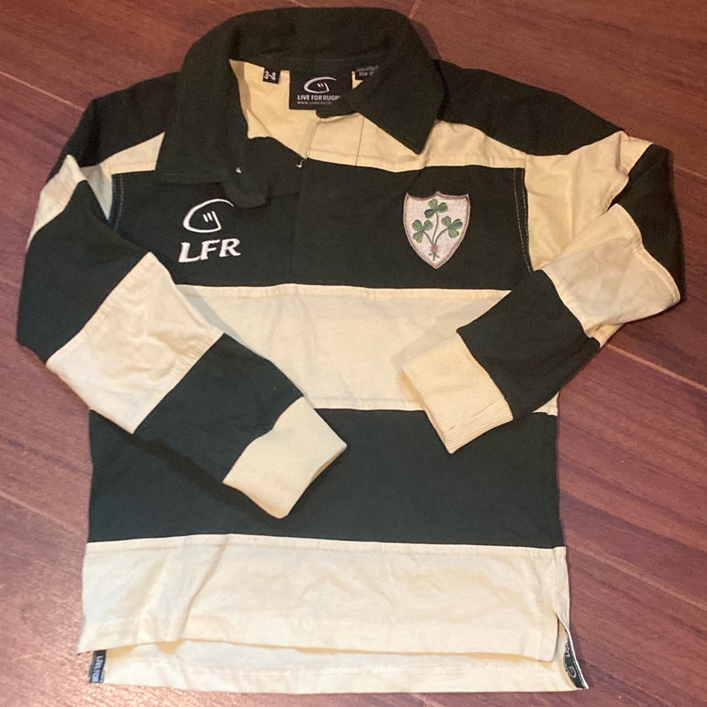 Live for Rugby: Kids Rugby Jersey - Green and Cream Stripes